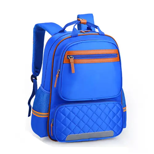 Quilted Multi-Pocket Backpack with Reflective Strip and Customizable Logo